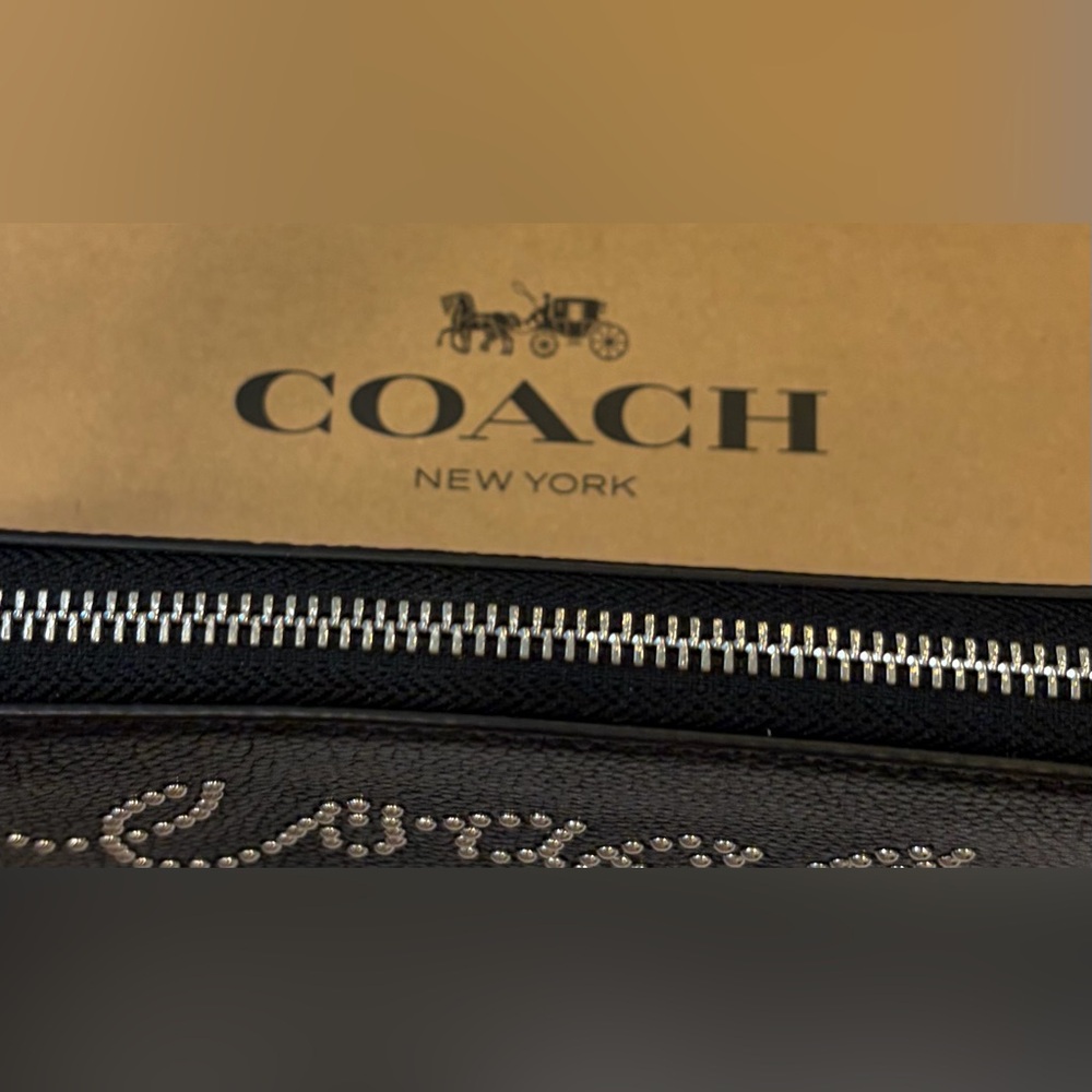 NWT COACH LIMITED EDITION STUDDED SCRIPT ZIPPER WALLET
7.5" (L) × 4" (H) - Picture 9 of 13